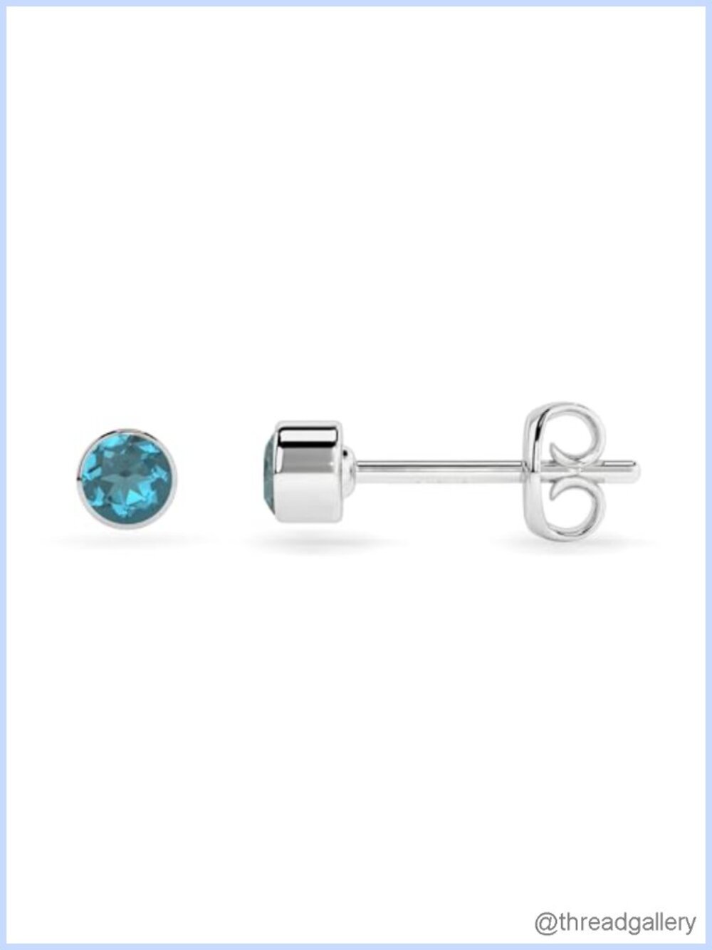 Sterling Silver London Blue Topaz Bezel Set Stud Earrings November Birthstone
